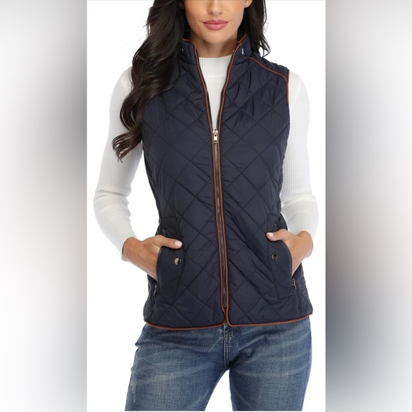 Love Tree Jackets & Blazers - LOVE TREE Vest for Women Navy Blue with Brown Decorations Size M